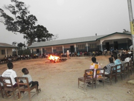 bon fire at Luawa Islamic secondary school in Kailhun